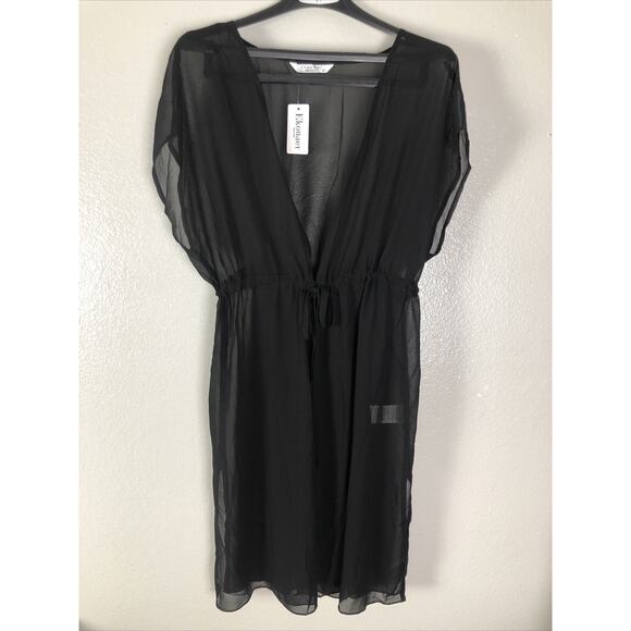 Ekouaer Women's Chiffon Sheer Cardigan Cover Ups Drawstring Black Size XL - Picture 1 of 10